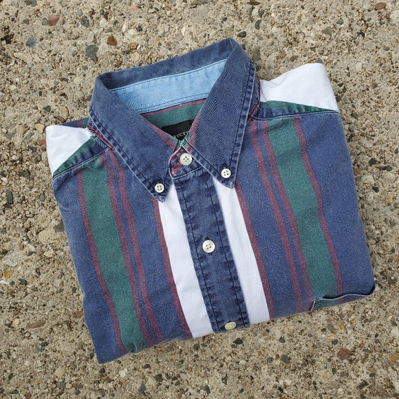 Vintage Other - Vintage Structure Striped Denim Button Down Shirt